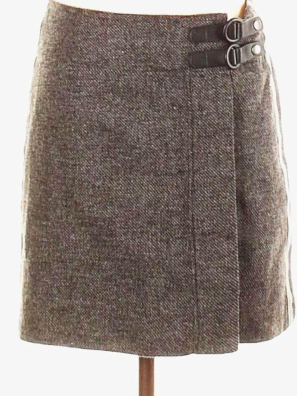 * Prana Marled Gray Wrap Wool Poly Casual Skirt Sz Sml